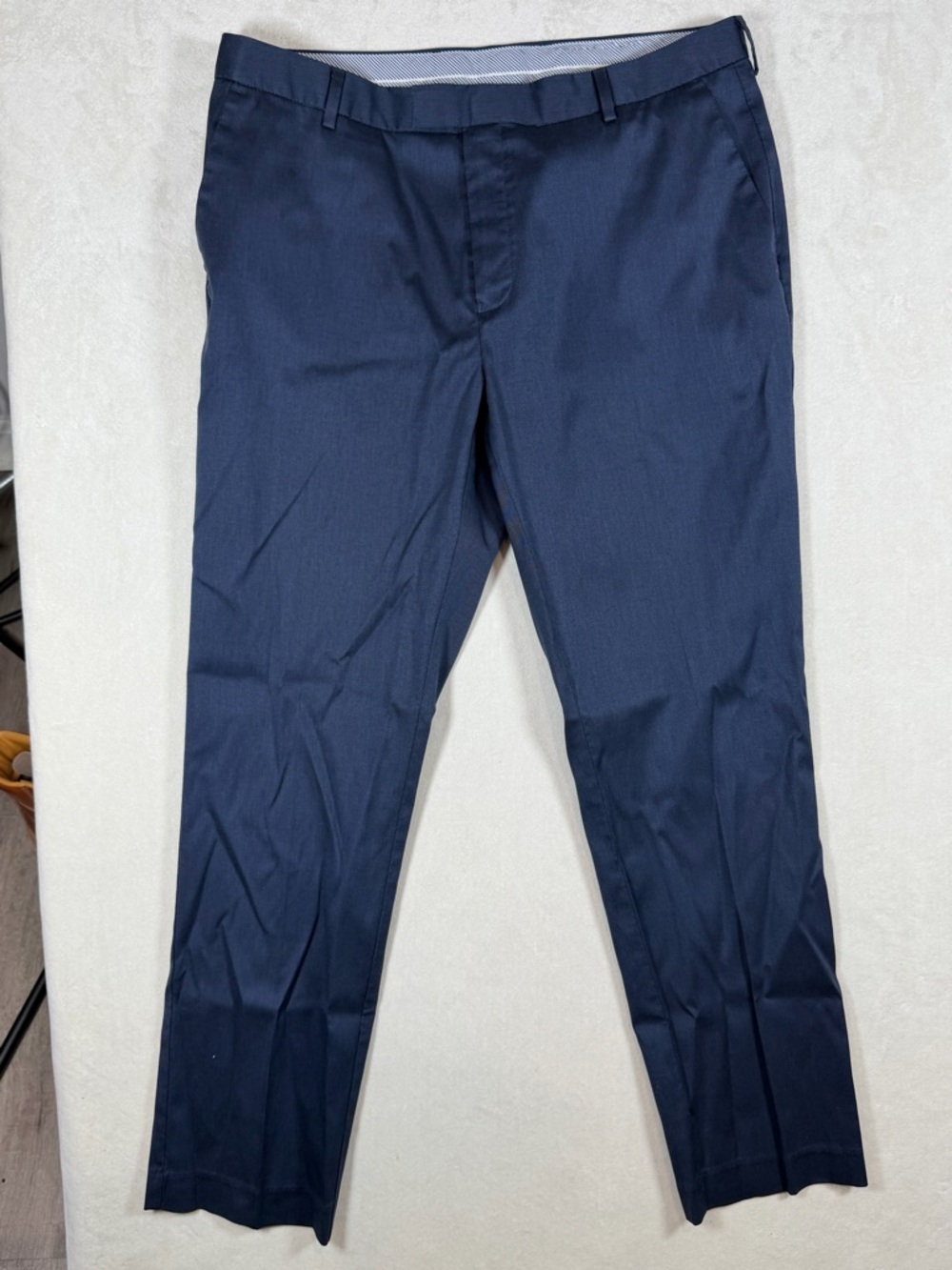 Charles Tyrwhitt 36W 30L Wool Blend Navy Flat-Front Dress Pants